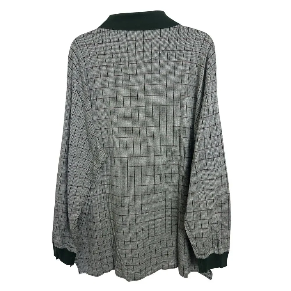 Y2K Polo Golf Ralph Lauren Green Plaid Long Sleeve Polo XXL Cotton Preppy Vtg